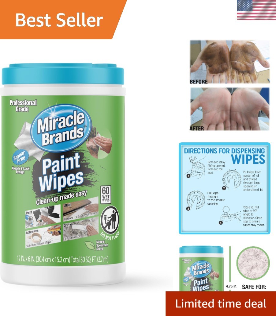 Miraclewipes: Heavy-Duty Paint & Surface Cleanup Wipes (60 Count)