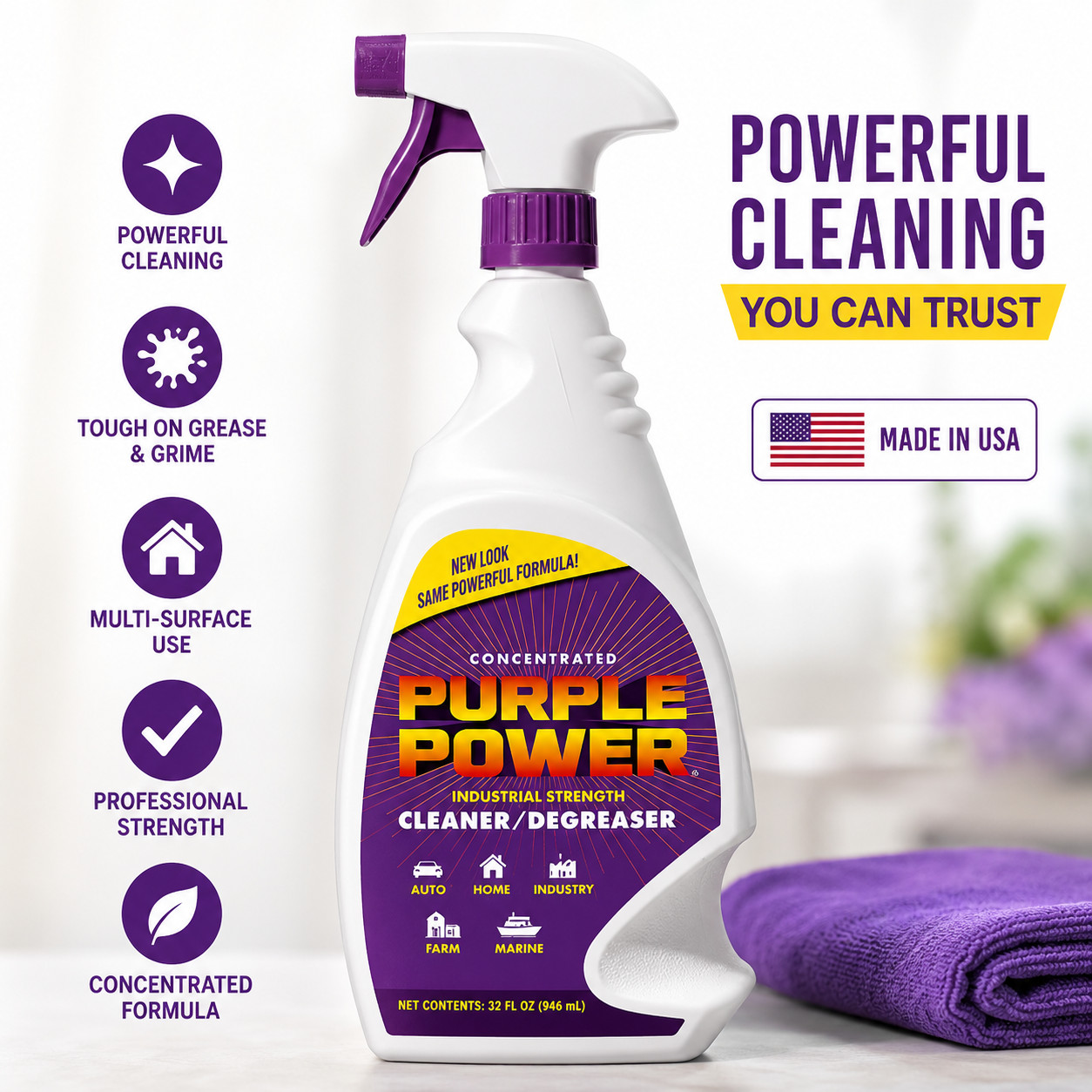 Purple Power Industrial Cleaner Degreaser Concentrate 32 oz Heavy Duty