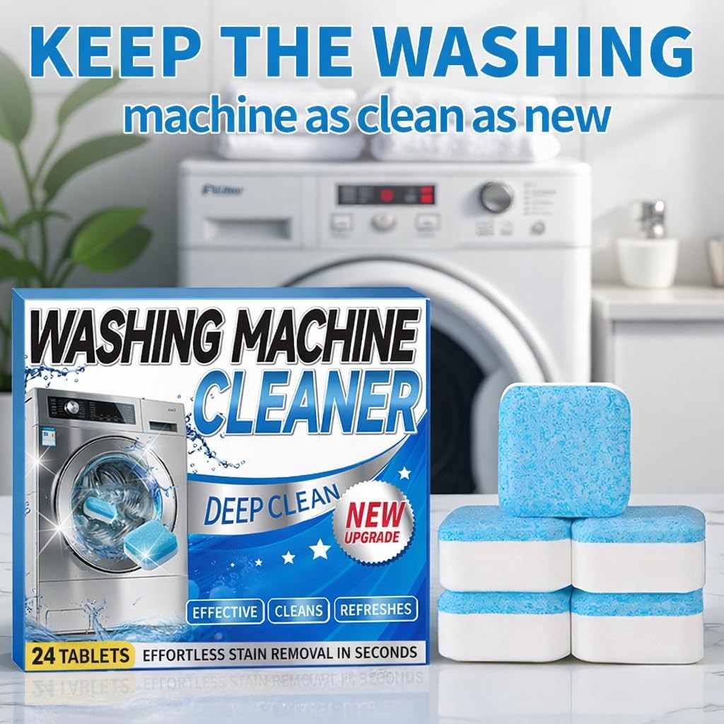 Washing Machine Cleaner Tablets 24 Pack HE Front Top Load Tub Descaler 2Yr