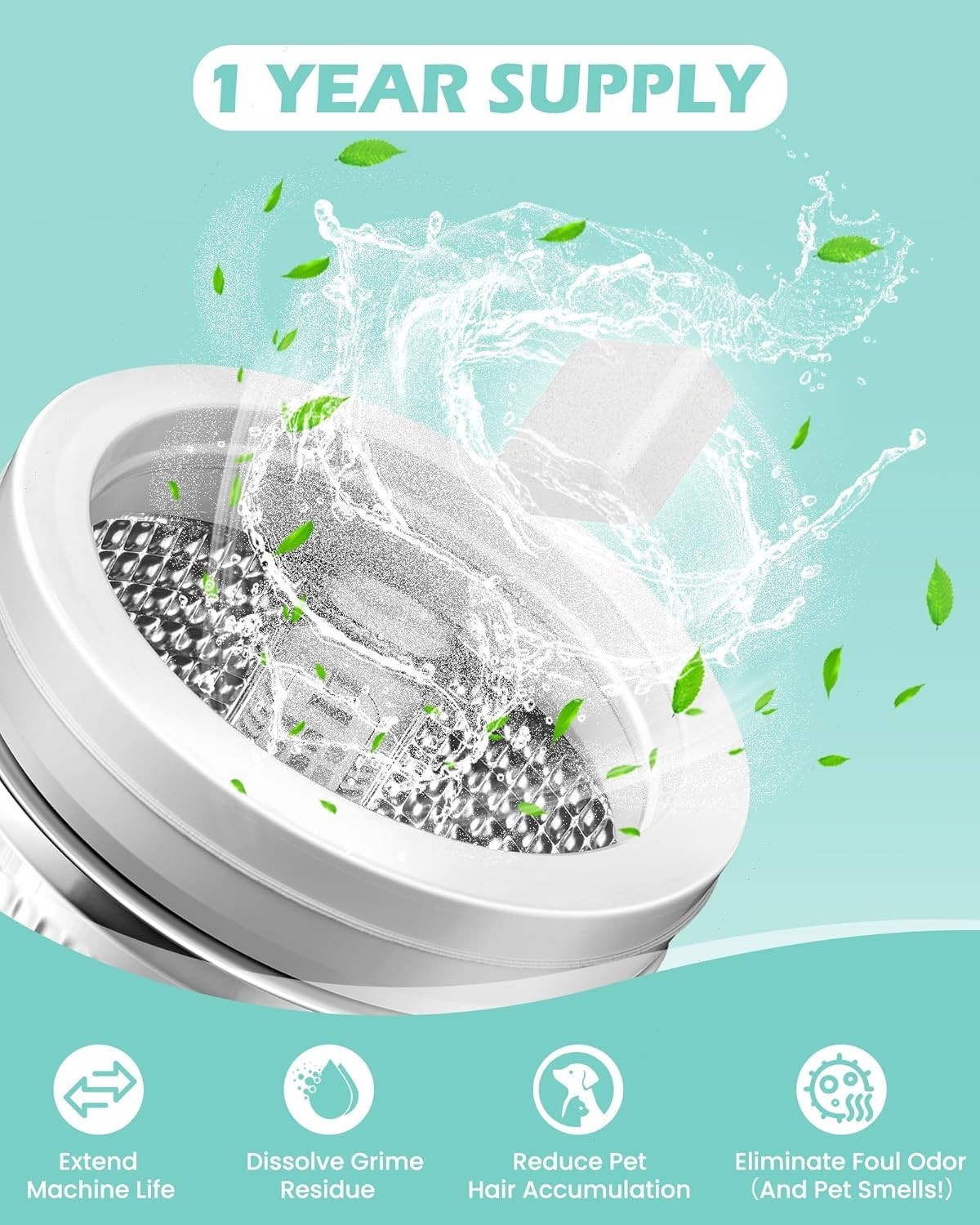 Uproot Clean Washing Machine Cleaner Tablets – 24 Pack for a 12 Month Supply. Fo