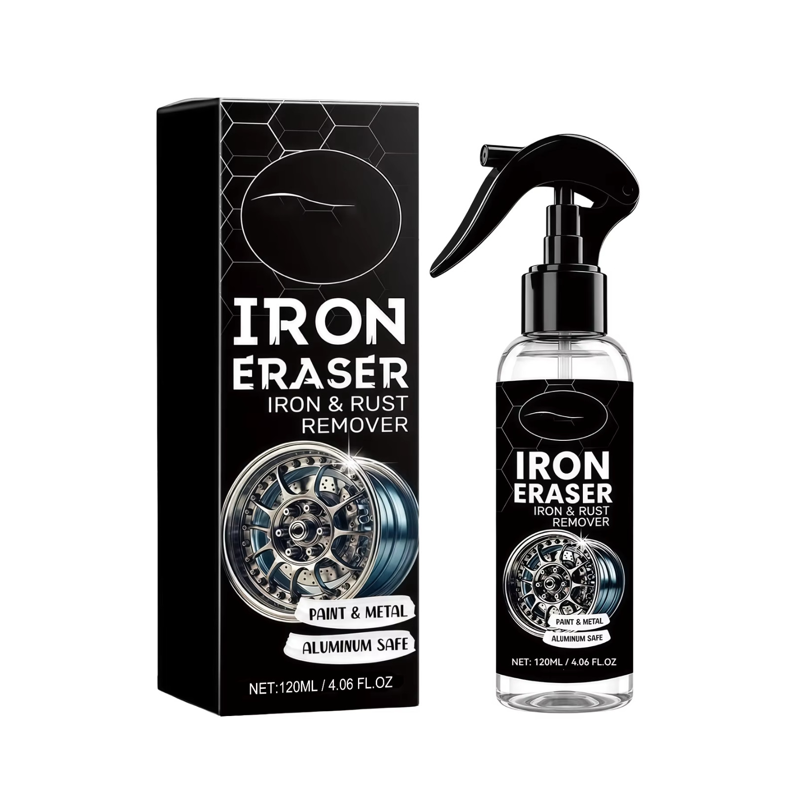 Iron Eraser Rust Remover Spray, Car Wheel Paint Brake Dust Fast Cleaner 120ml