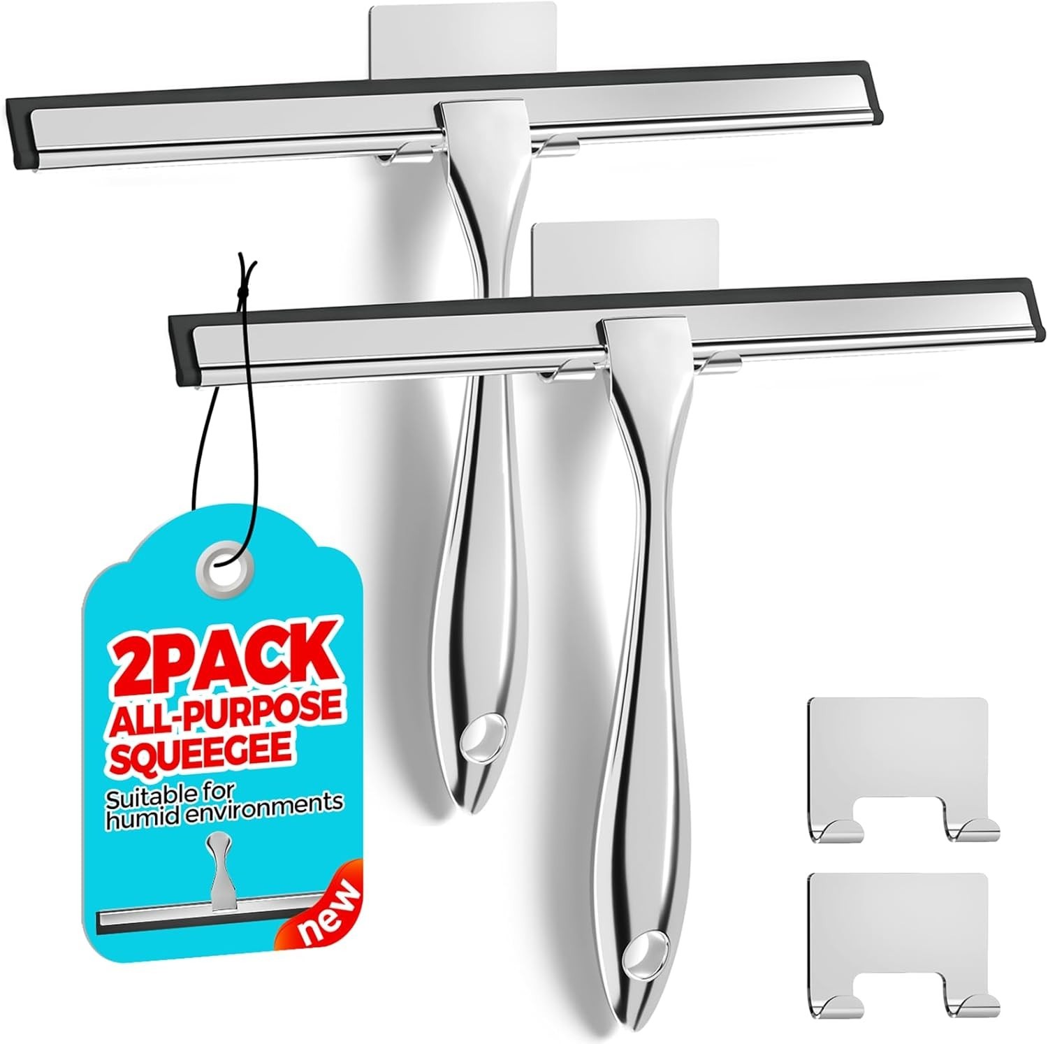 2PACK Shower Squeegee for Glass Doors, Squeegee for Shower Glass，10 Inches