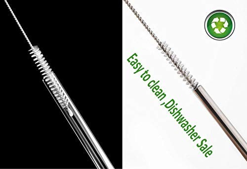 Straw Cleaner Brush Set 8 Pieces 14 Inch and 12 Inch Nylon Bristles Stainless