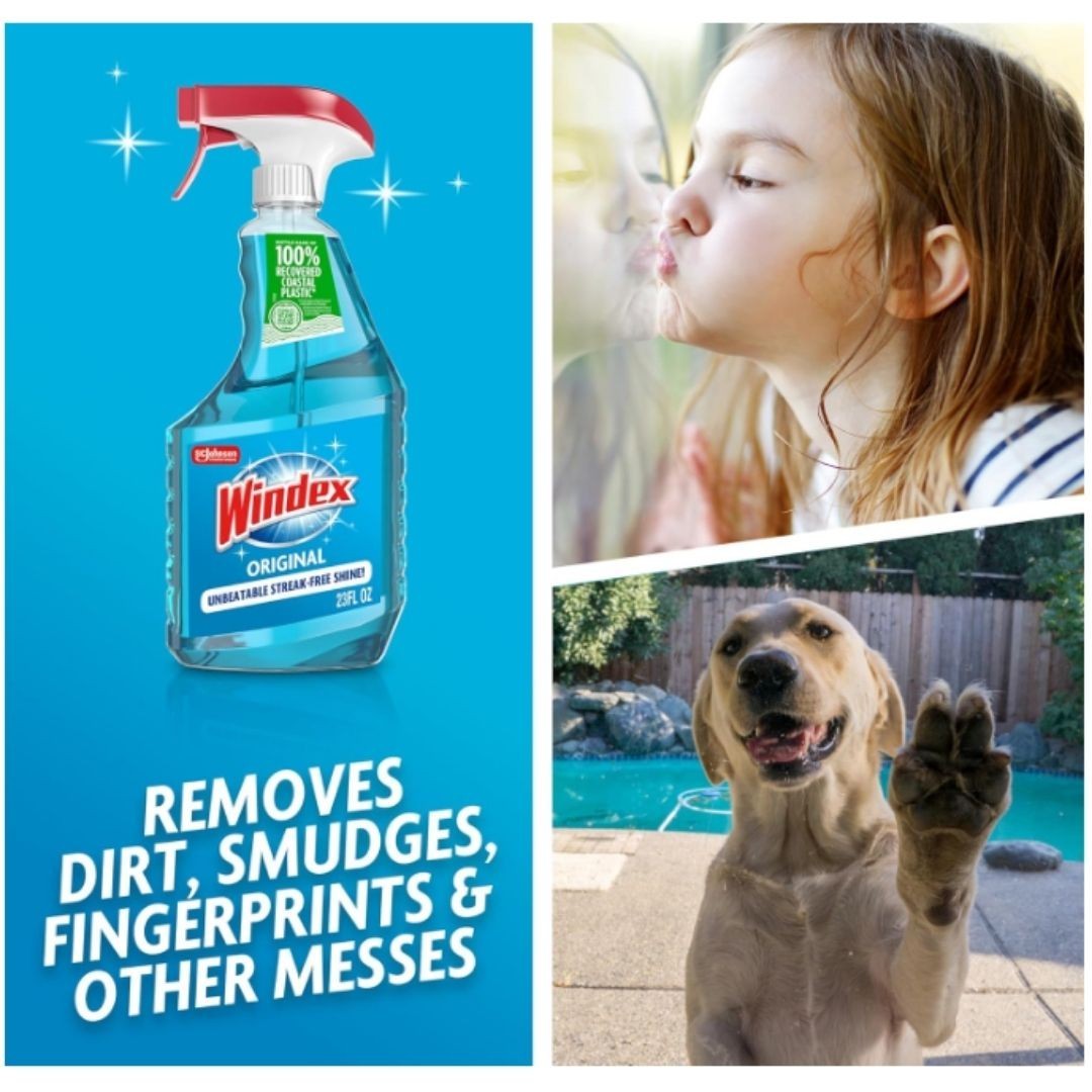 Windex Glass and Window Cleaner Spray Bottle, Original Blue, 23 fl oz