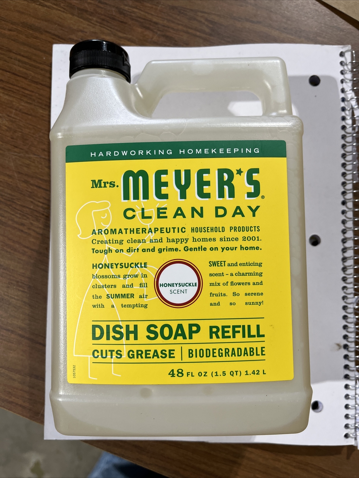 Mrs. Meyer’s Liquid Dish Soap Refill, Biodegradable, Honeysuckle, 48 fl. oz.