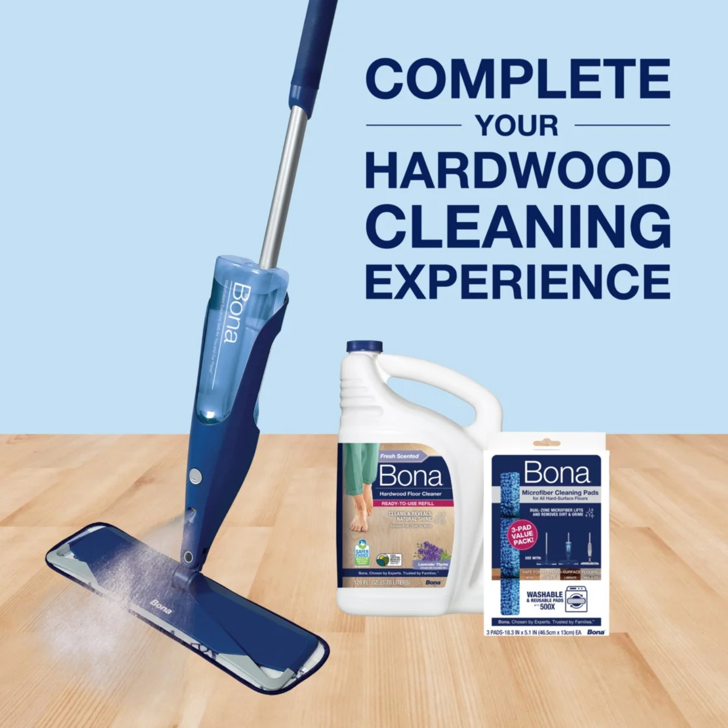 (2 Pack) Bona Hardwood Cleaner Refill 128 oz Lavender Thyme Residue Free Dry