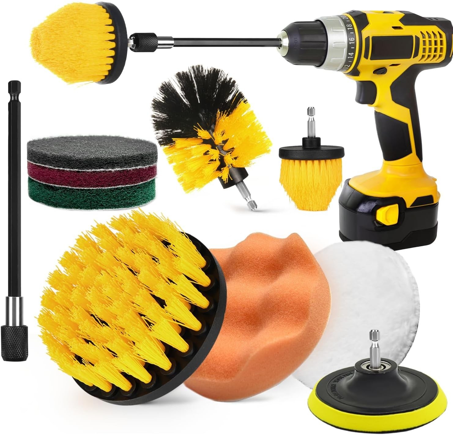 Drill Brush Attachment Set 4/7/9/10PCS Power Scrubber for Grout Tile Tub Shower