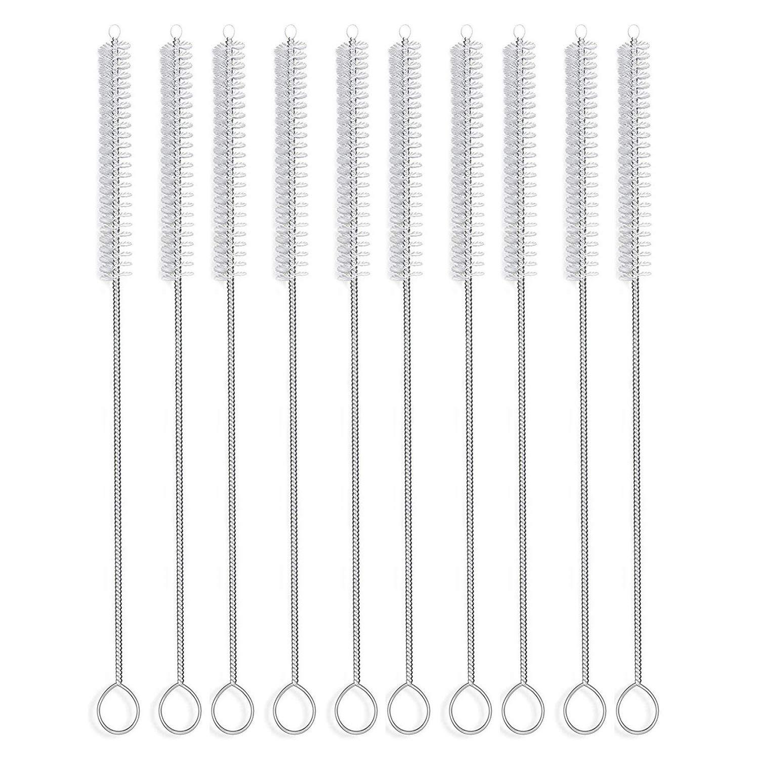 Long Straw Brush Nylon Pipe Tube Cleaner 10ihch X 2/5inch Set Of 10