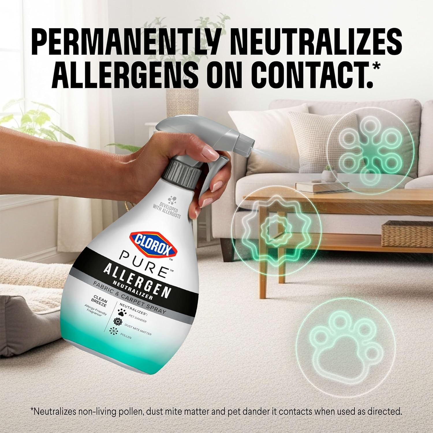 PURE Allergen Neutralizer Fabric and Carpet Spray, Clean Breeze, 26 Fluid Ounces