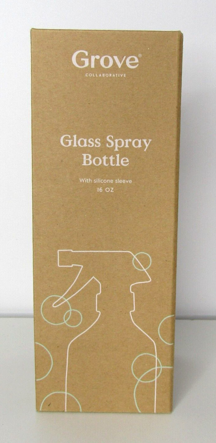 Grove Collaborative 16oz Glass Spray Bottle With Gray Silicone Sleeve New