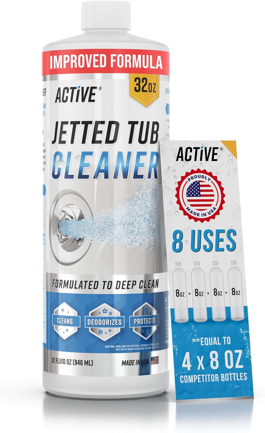 ACTIVE Jetted Tub Cleaner Bathtub Cleaning – 32oz (8 32 Fl Oz (Pack of 1)