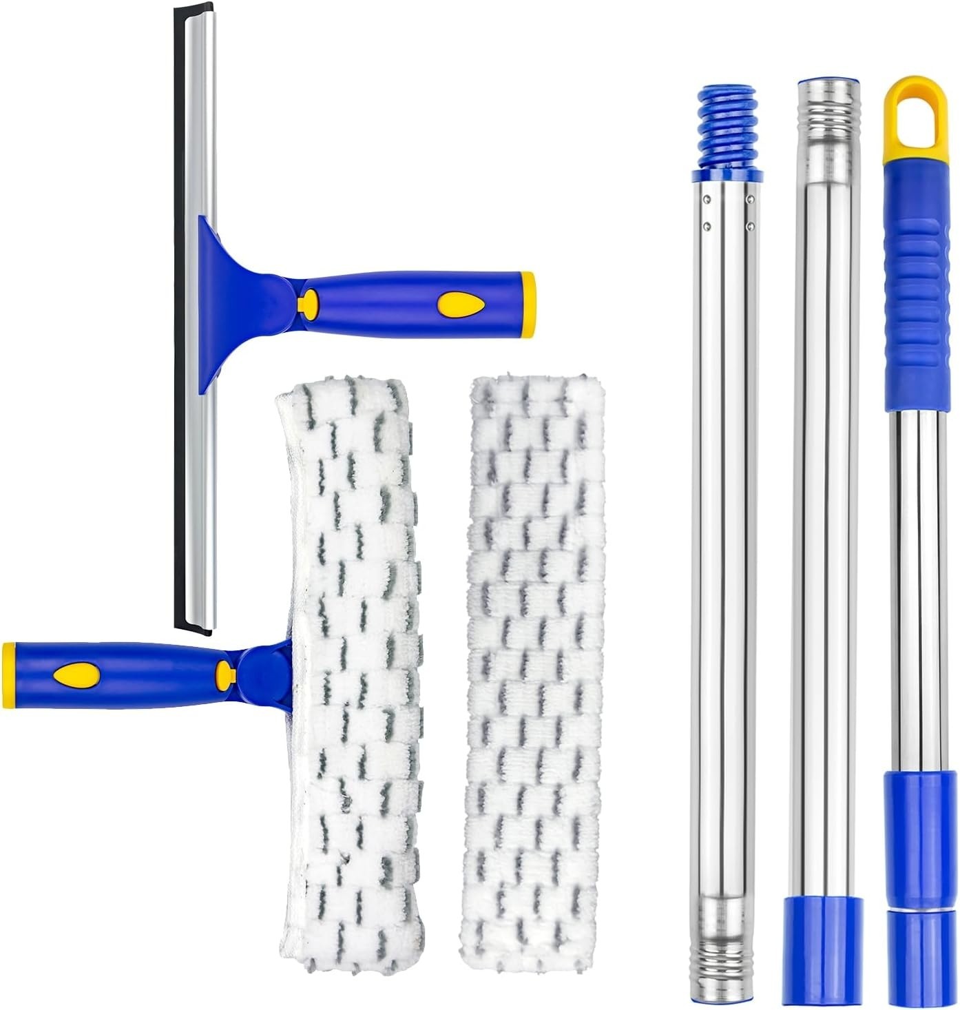 Window Cleaner Tool with Long Handle, 60″ Shower Squeegee for Window Cleaning…