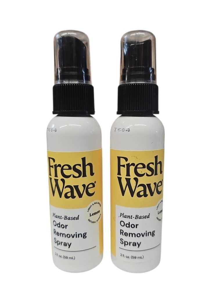 2 Pack Fresh Wave Lemon Scent Odor Eliminator Spray & Air Freshener 2 oz Travel