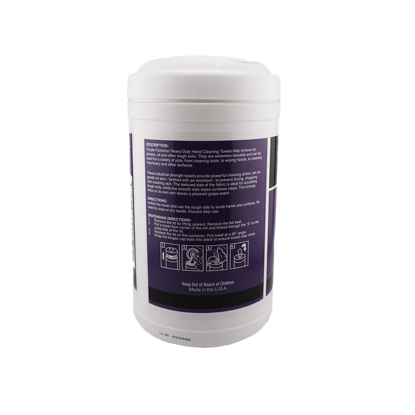 Kimball Midwest 80-029 Purple Pumisher Hand Cleaning Wipes 70 Count, Grape USA