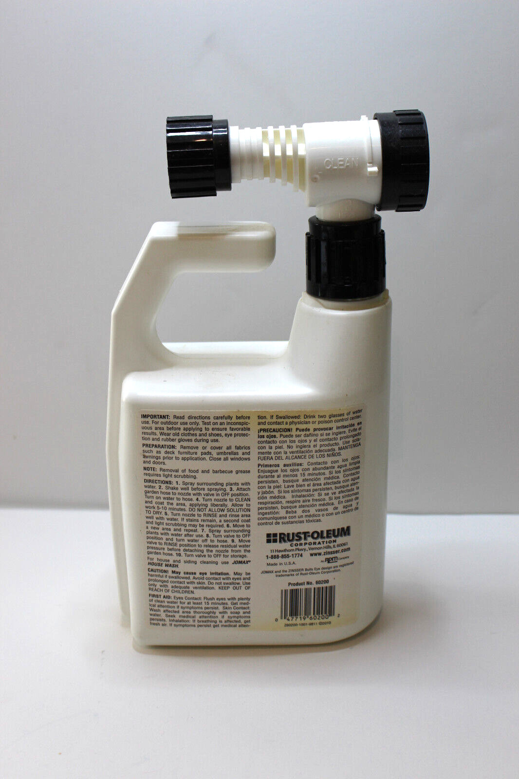 Deck wash, Zinsser, Jomax, 32oz., Concentrate, Hose hook up, cleans 1,500 sq. ft