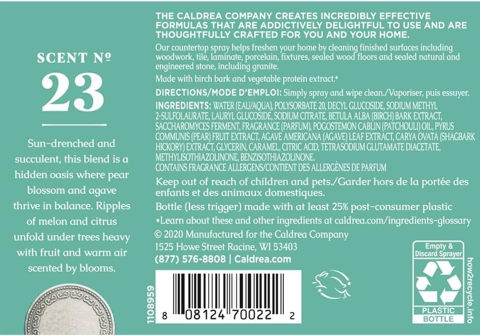 Caldrea Multi-surface CounterTop Spray 16 Fl Oz (Pack of 1), Transparent