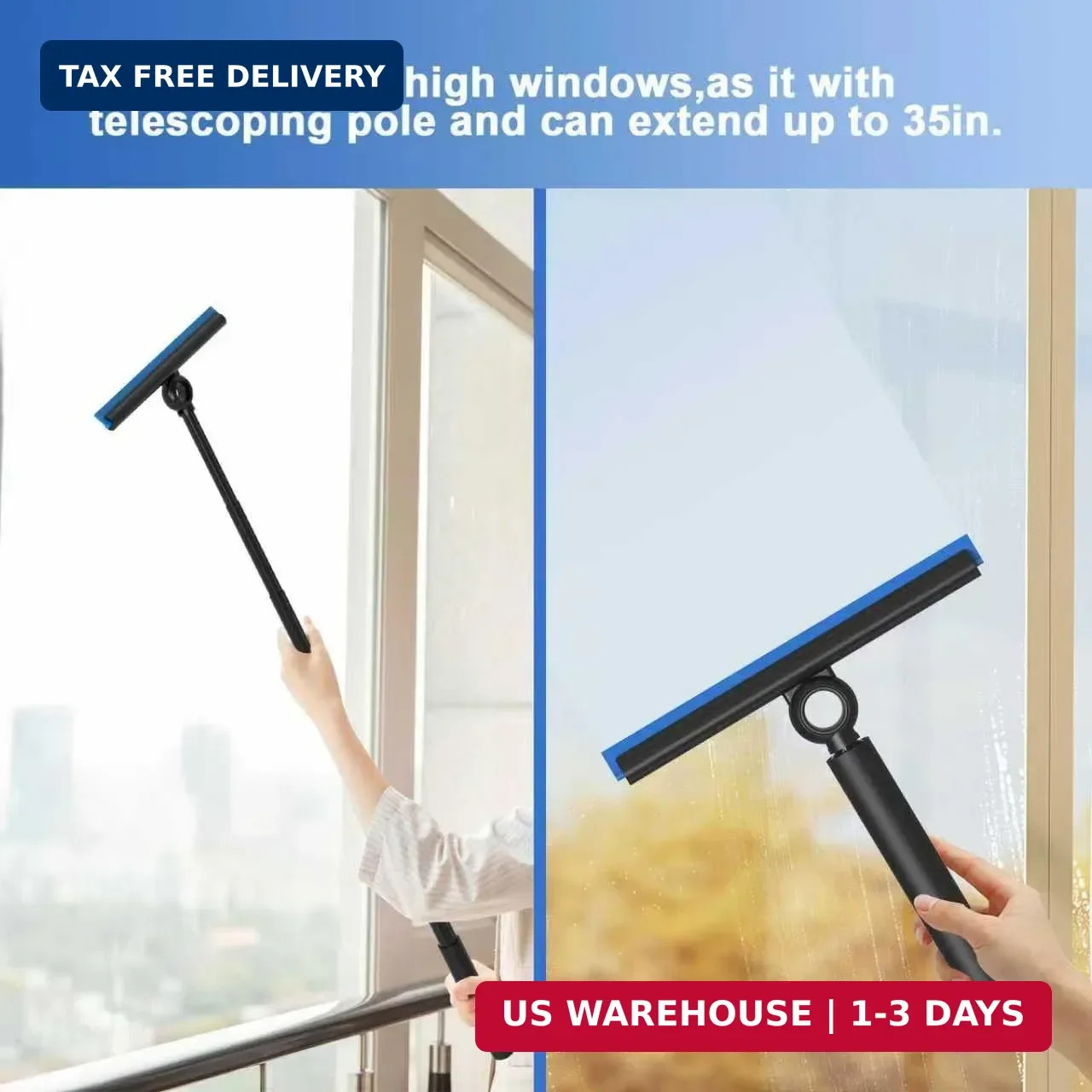 Extendable Window Squeegee Cleaner Tool for Shower Tile Wall Sliding Glass Door