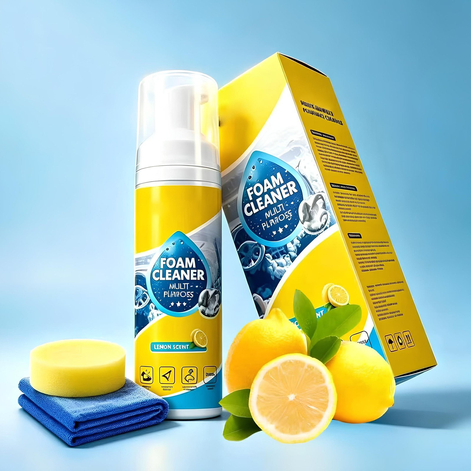 New 4-in-1 Multi-Enzyme Foam Cleaner, All-Purpose Spray 5oz with Sponge & Towel