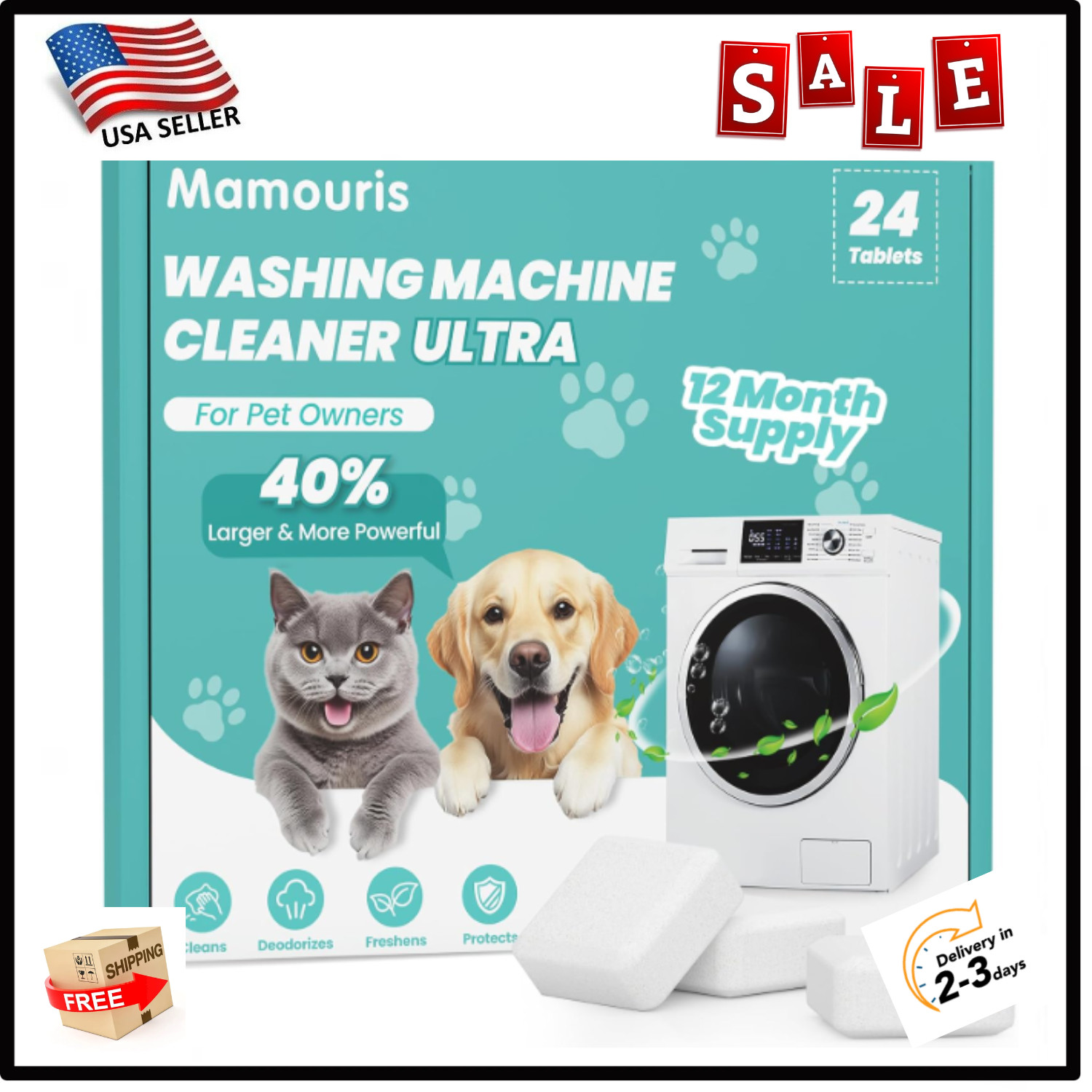 Uproot Clean Washing Machine Cleaner Tablets – 24 Pack