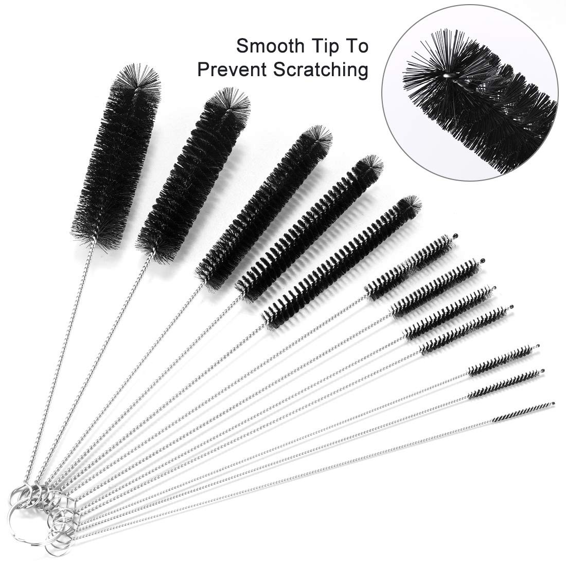 9.5 Inches Long Straw Cleaner Brush Set, 12 Pack Straw Pipe Cleaner Brush Set…