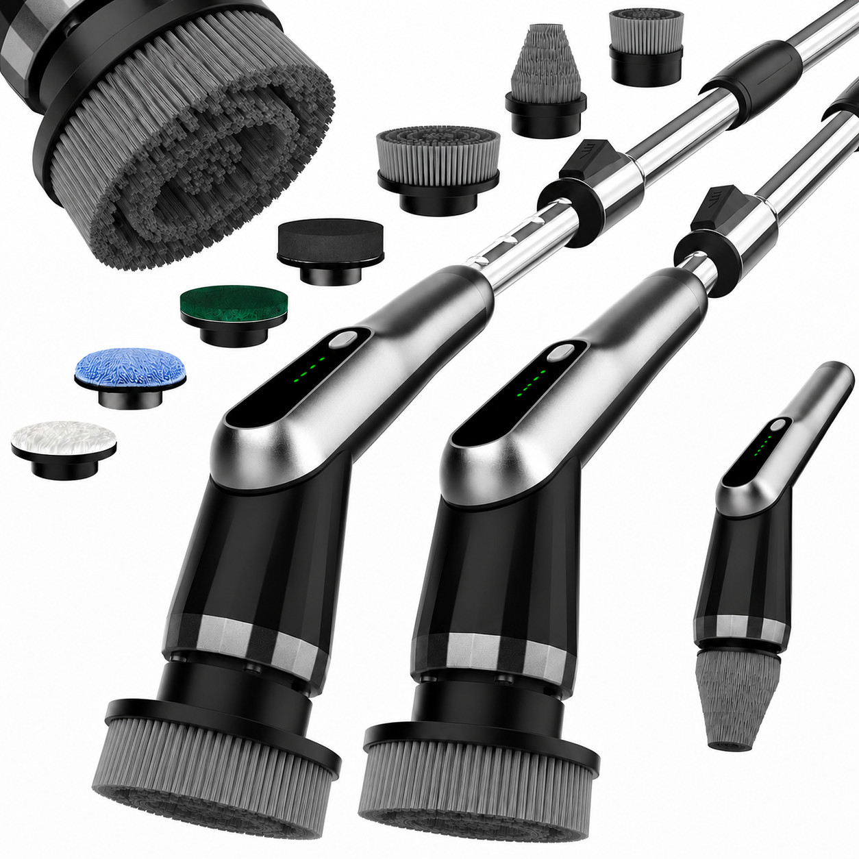 Electric Spin Scrubber Cordless Shower Cleaner 12-in-1 Long Handle