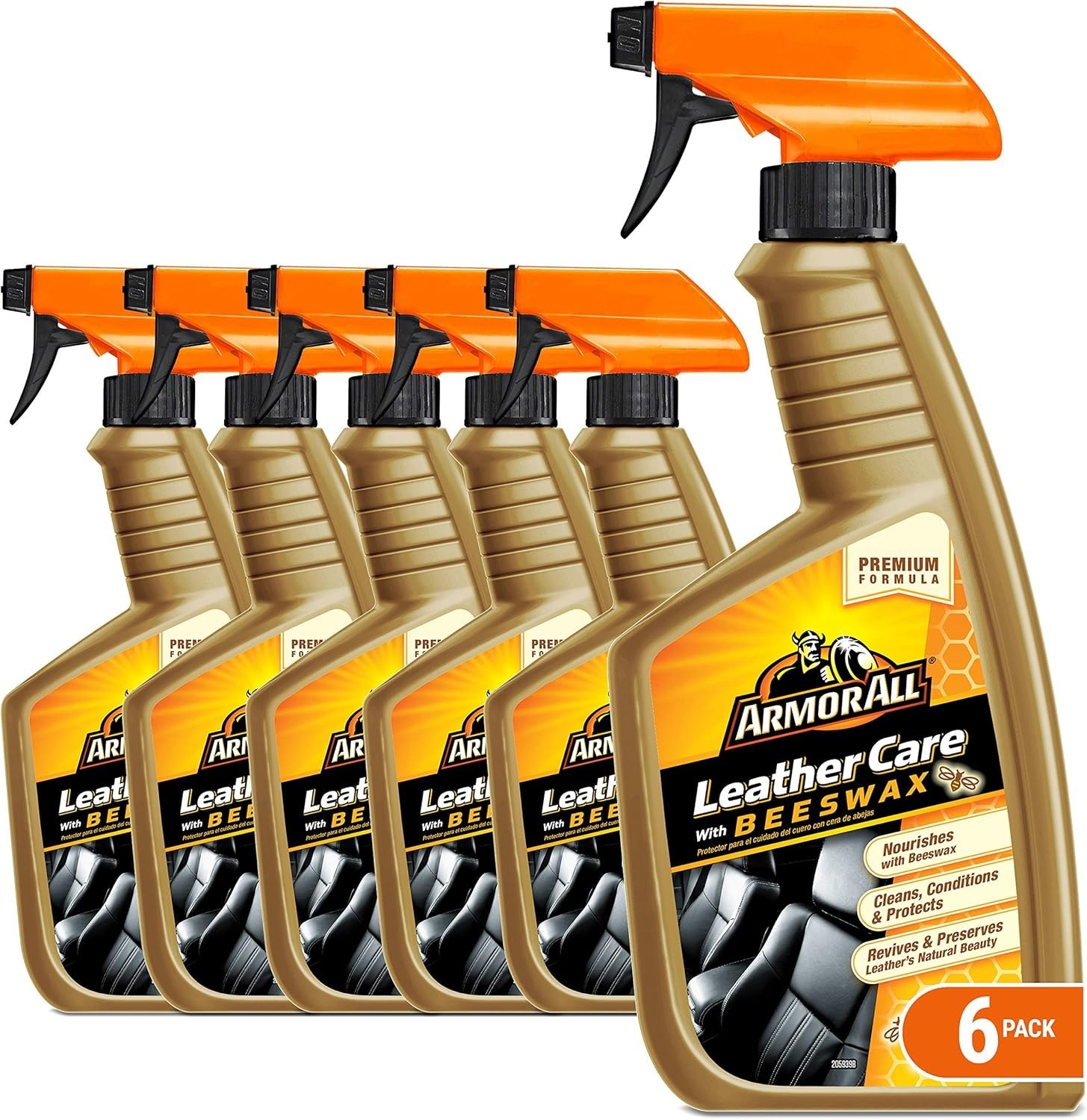6 BOTTLES ARMOR ALL LEATHER CARE WITH BEESWAX 16OZ SPRAY BTLS EACH NEW ARMORALL