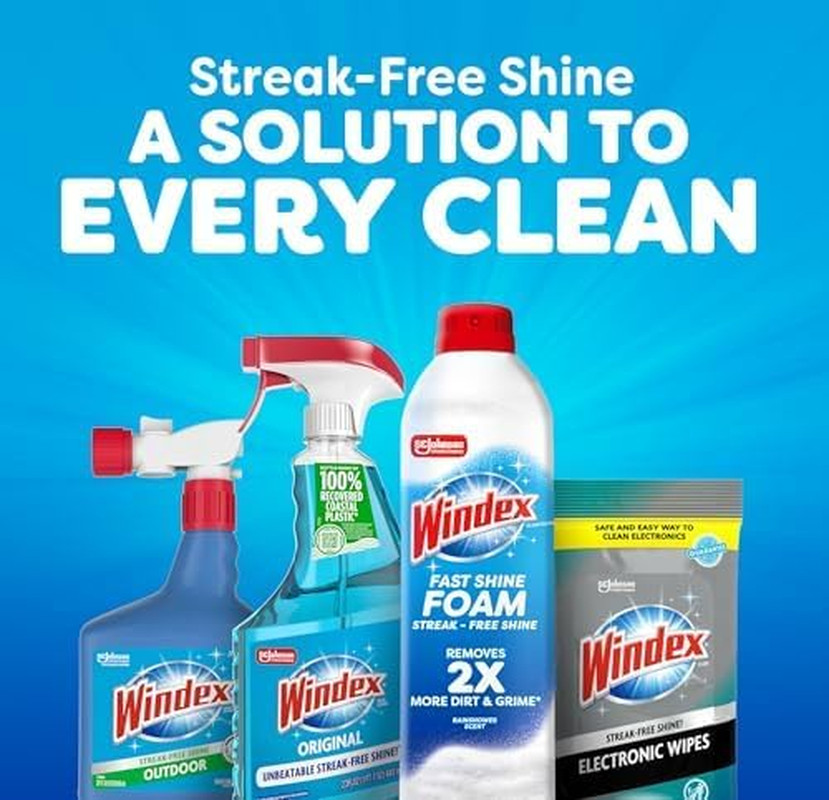Windex Fast Shine Foam Glass Cleaner, No-Drip Windows, Doors, Mirrors & Countert