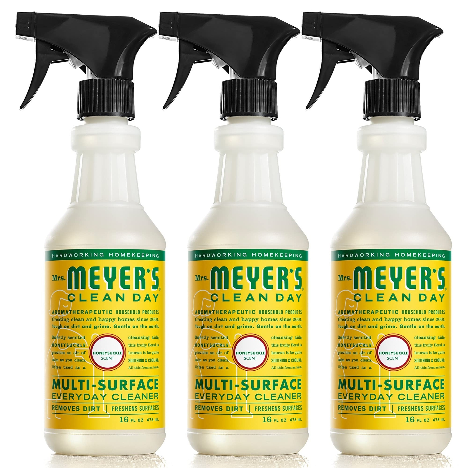 Mrs. Meyer’s All-Purpose Cleaner Spray, Honeysuckle, 16 fl. oz – Pack of 3