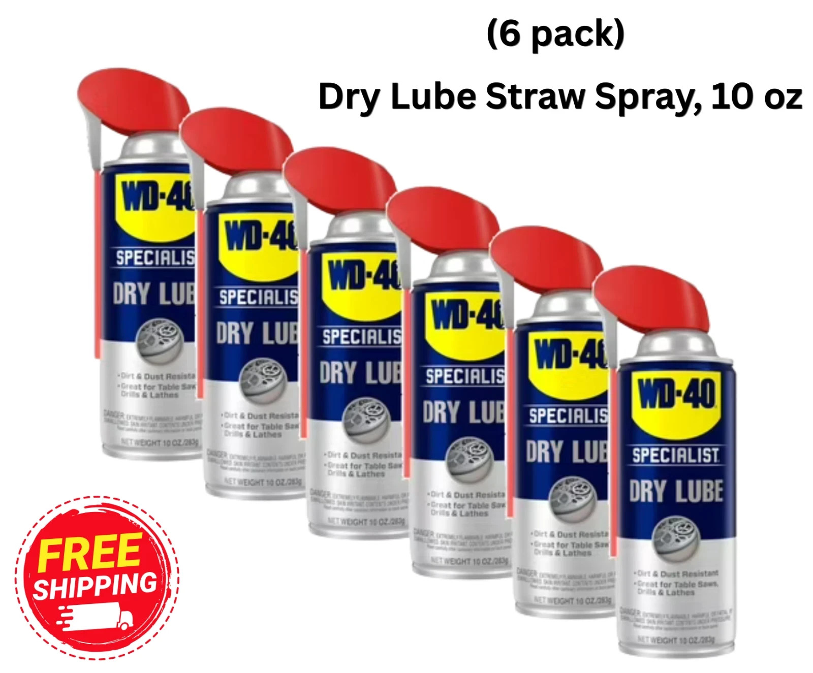 WD-40 Specialist Dry Lube Long-Lasting Lubricant Smart Straw Spray 10 oz x6 Pack