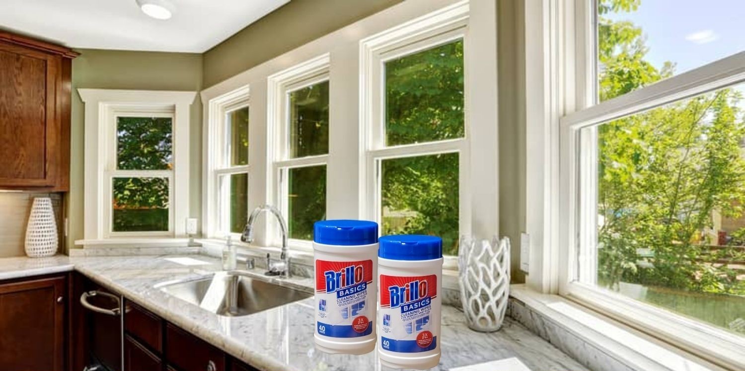 Brillo Basics Glass & Mirror Wipes – 2 Pack (80 Total) – Streak-Free Fresh Scent