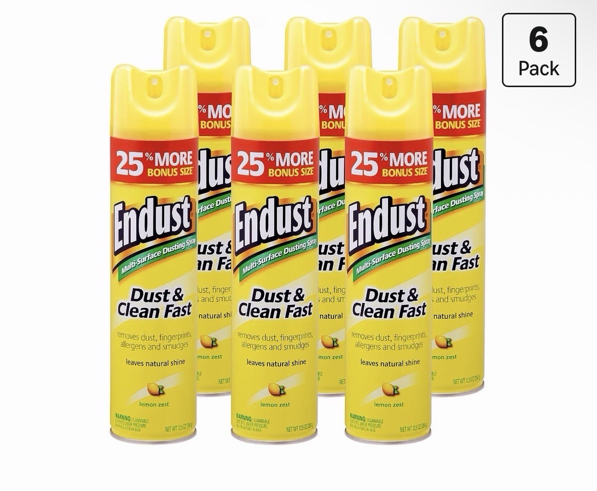 Endust Lemon Zest Multi-Surface Dusting and Cleaning Spray, Lemon Zest, 6-Pack