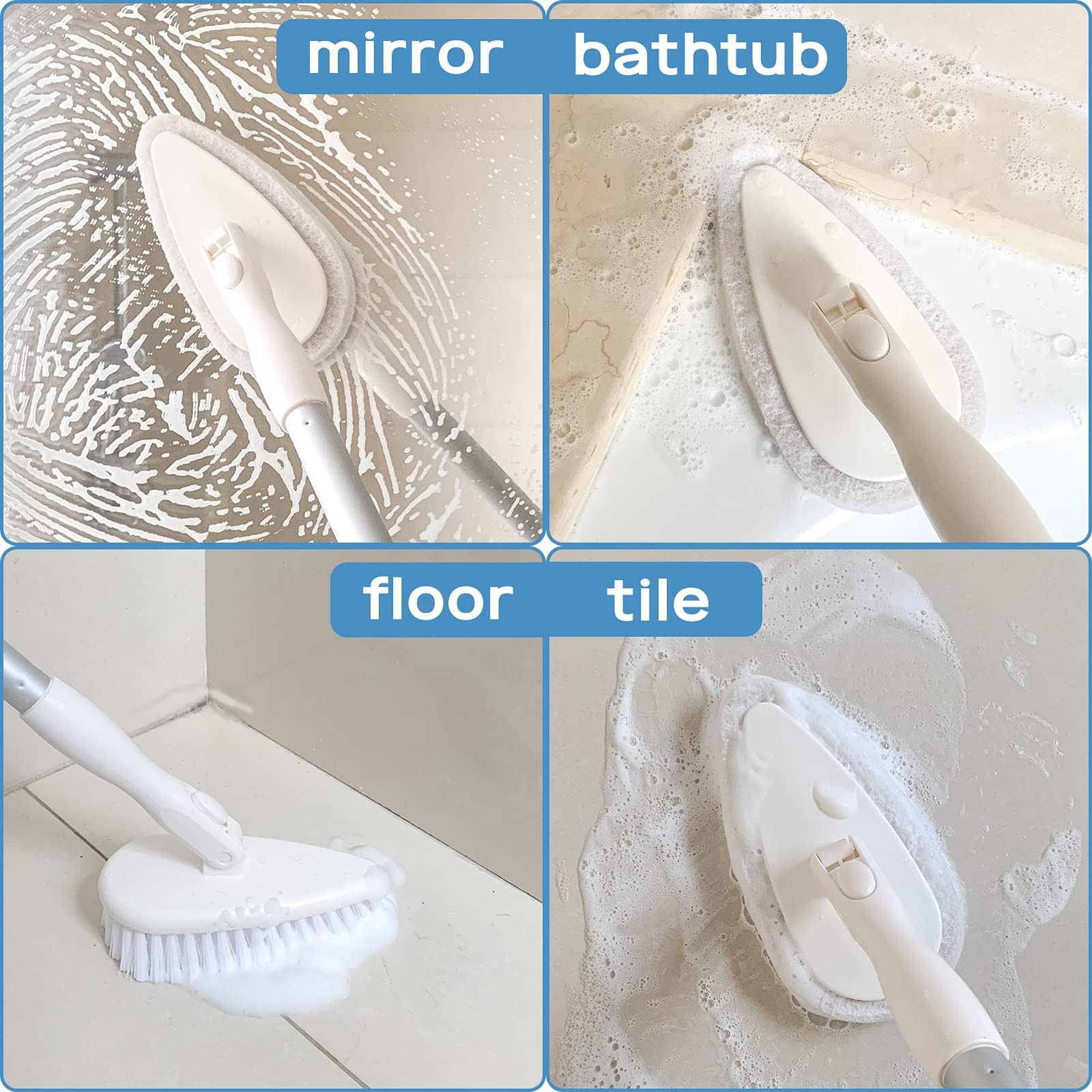 Shower Scrubber Cleaning Brush Combo Bath Tub Tile Cleaner Scrubber Brush With 5