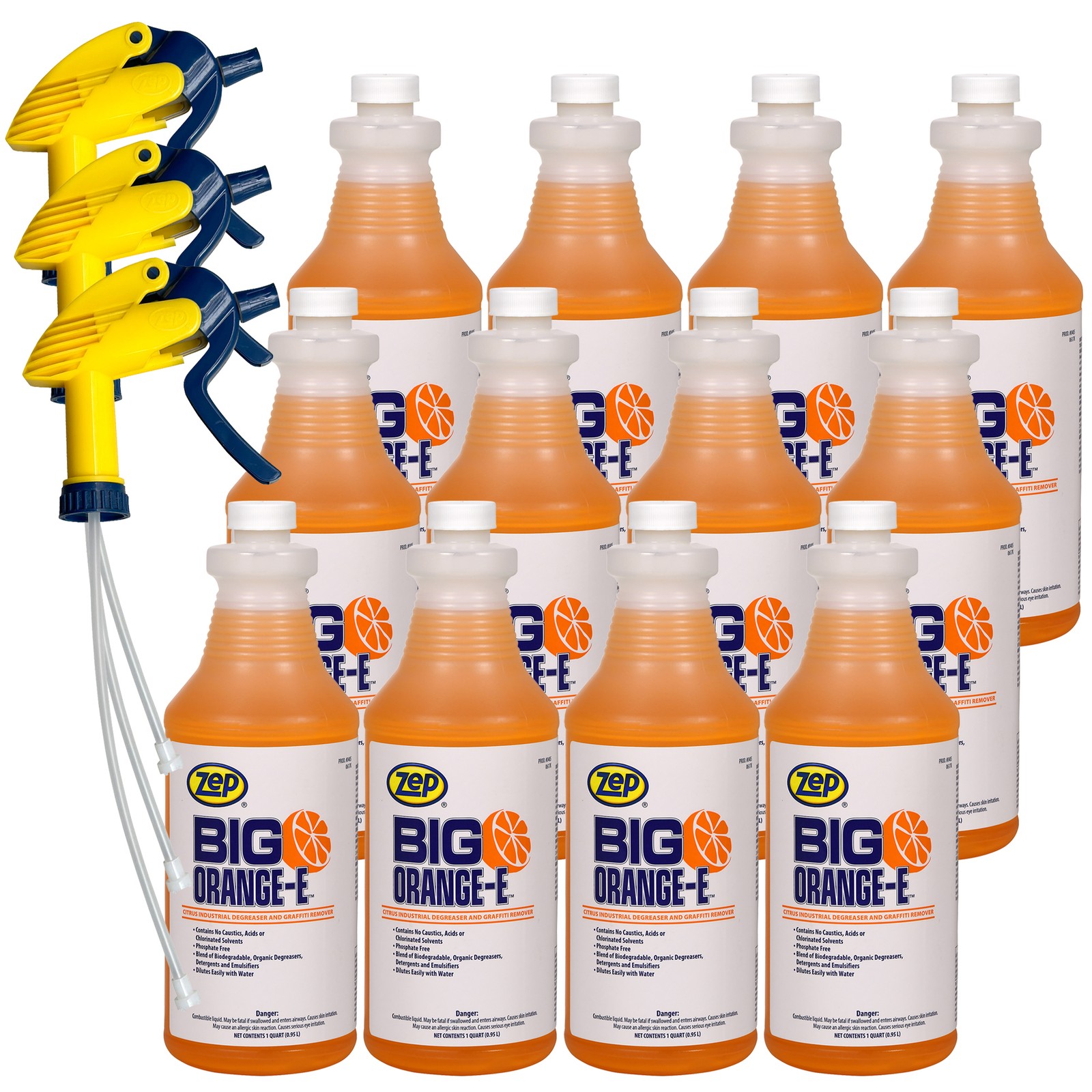 Zep Big Orange-E Citrus Industrial Degreaser Liquid – 1 Quart (Case of 12) 48501