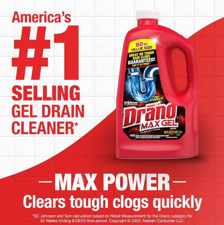 Drano Max Gel Drain Clog Remover and Cleaner for Shower or Sink Drains