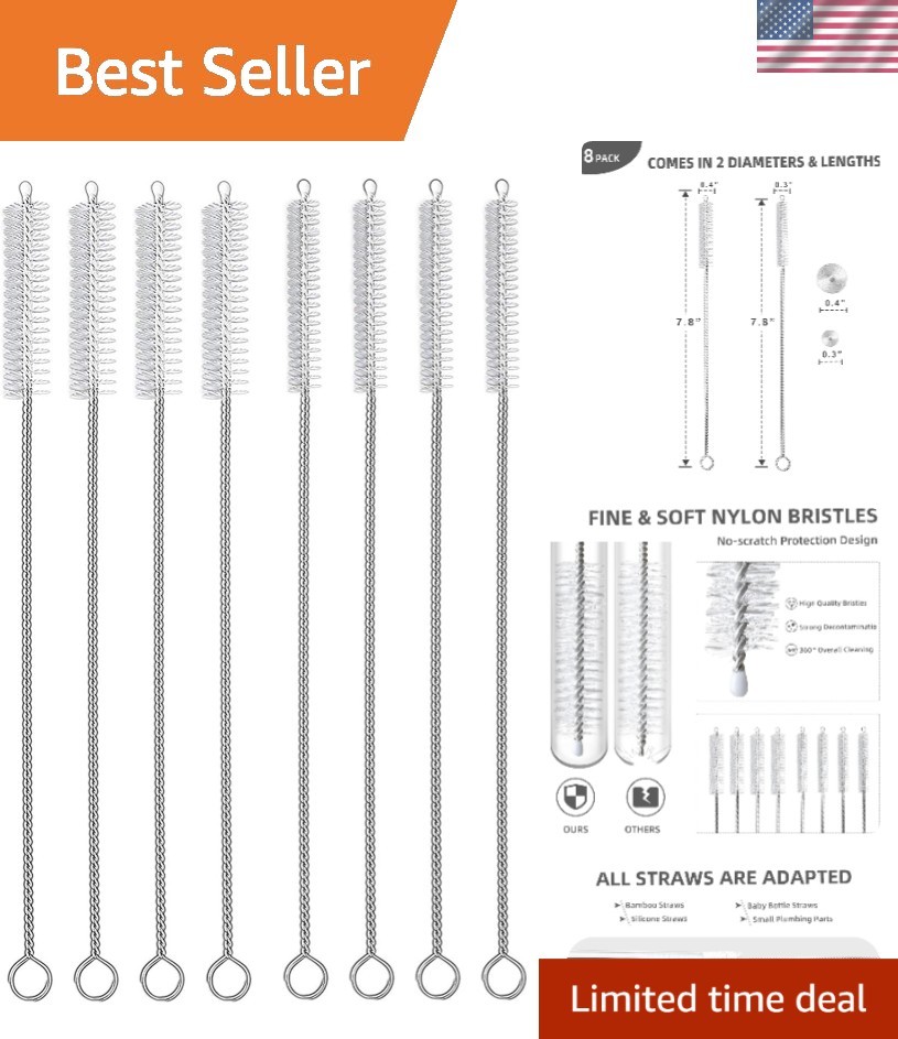 8-Piece Straw Cleaner Brush Set – Food Grade, Dishwasher Safe, Multi-Purpose