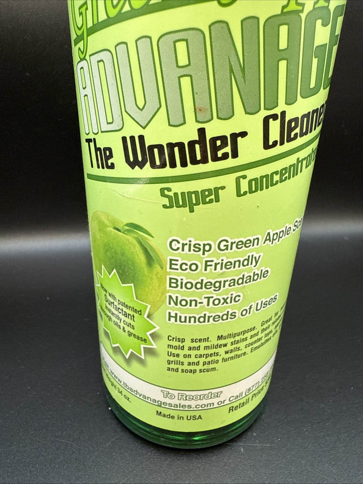 ADVANAGE 20X Green Apple Multi-Purpose Cleaner Ultra Concentrated Formula 34 OZ
