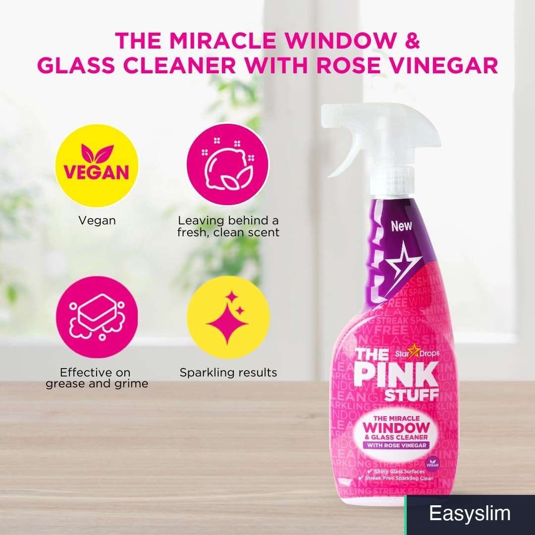 Rose Vinegar Window Glass Cleaner Spray 26 Fl Oz, Ready to Use
