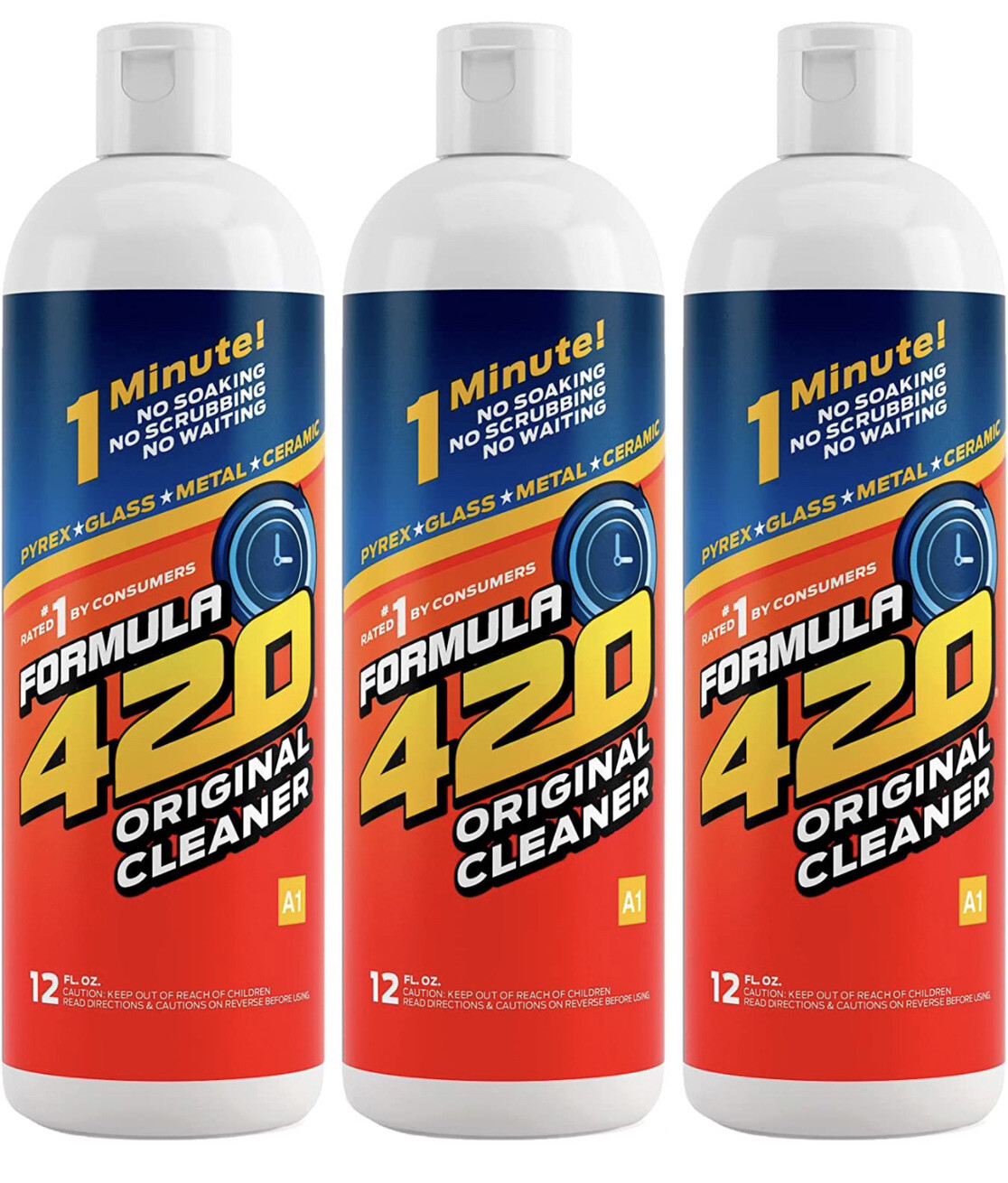 3-Pack Formula 420 Original 1 Min Perfect Cleaner Pipe Pyrex Metal Glass Ceramic