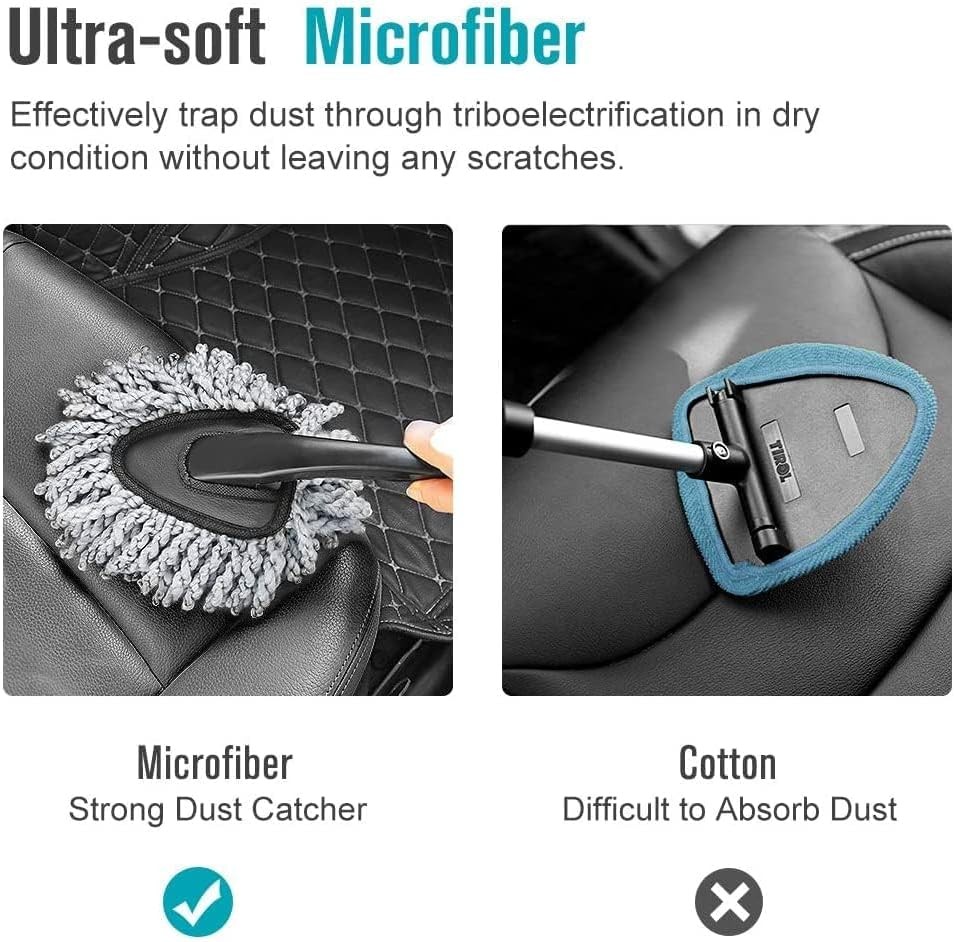 Multi-Functional Car Duster Cleaning Dirt Dust Clean Brush Dusting Tool Mop Gray