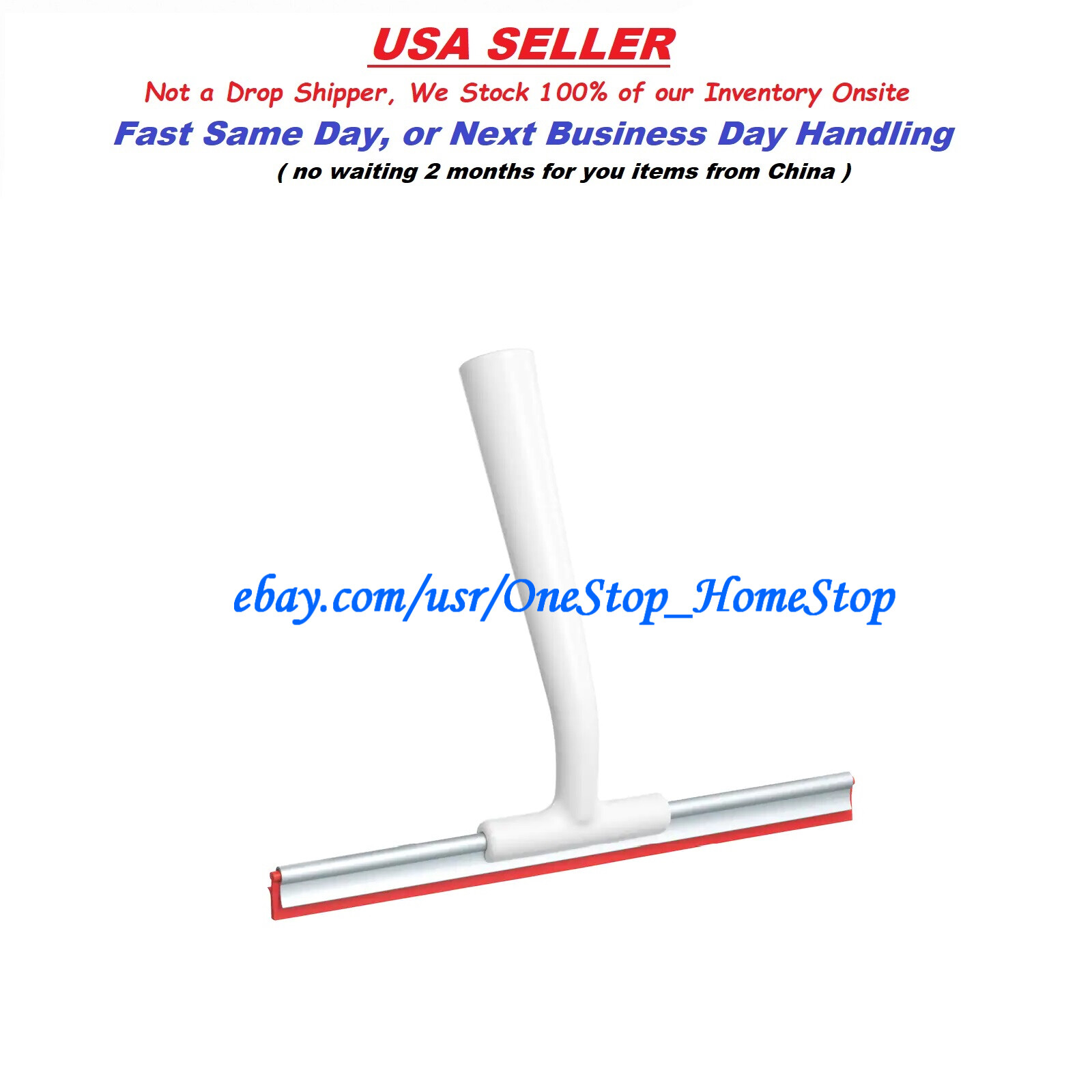 2 pc., Shower Squeegees, White and Red, Kitchen, Bathroom, Windows, (New)