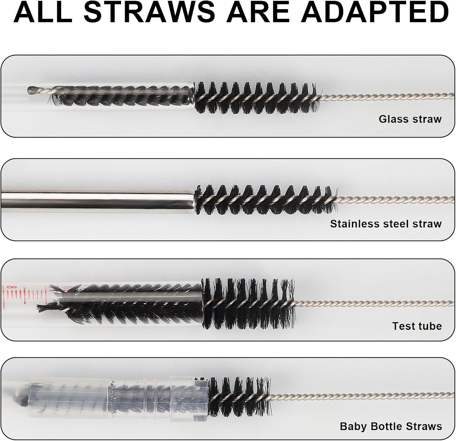 Straw Cleaner Brushes Sets 12 Pieces 8.2 Inch Botthle Cleaning Brush & Nylon