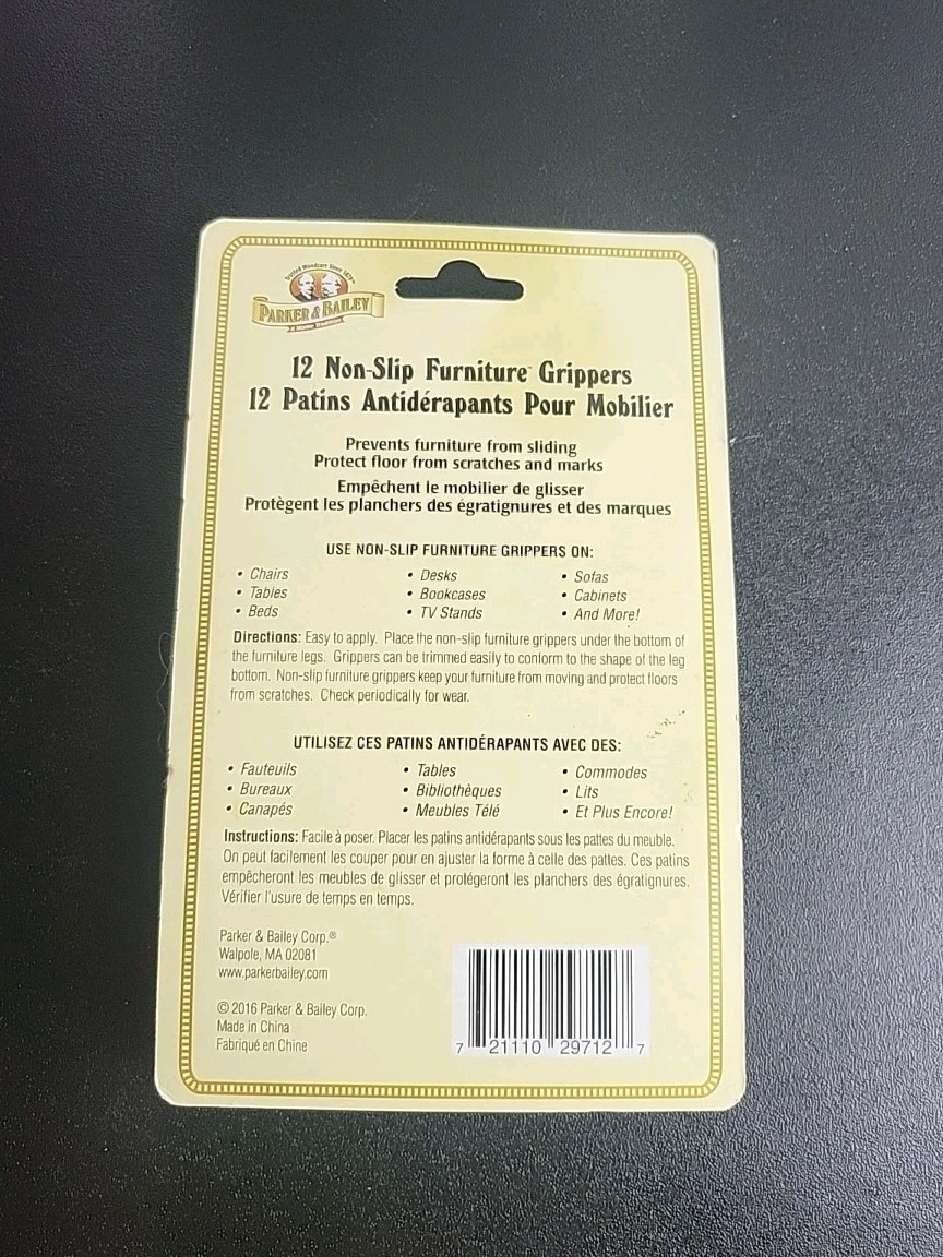 Parker Bailey 12 non-slip Furniture Grippers 1.5 Inch Diameter Pads