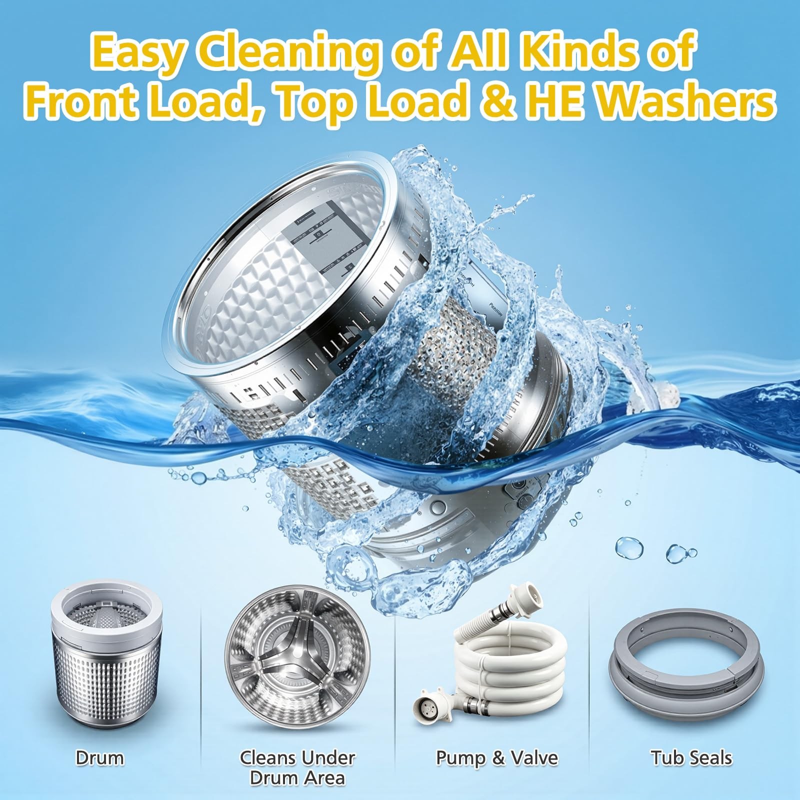 24 Pcs Washing Machine Cleaner Tablets Compatible with HE/Front/Top Load Wash…