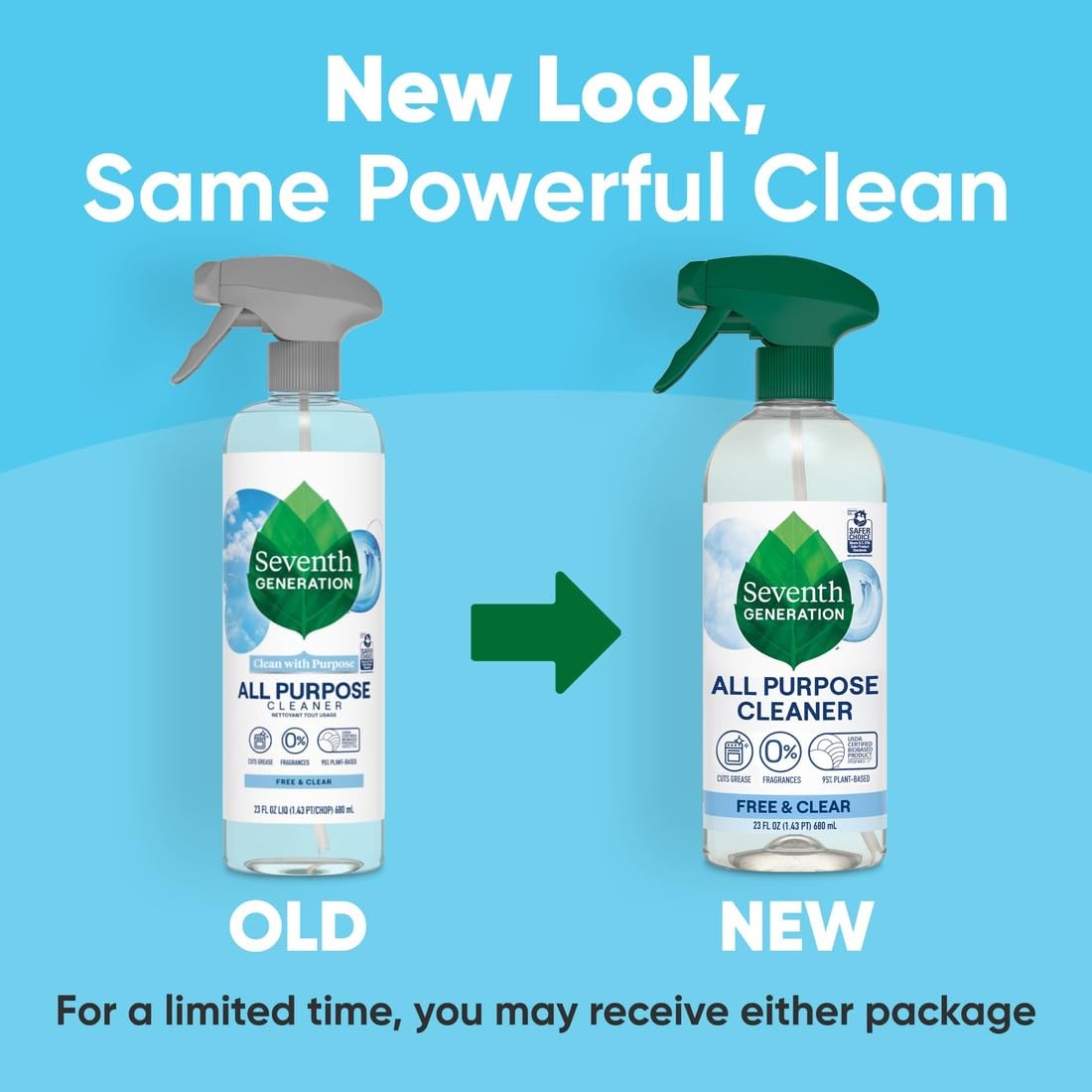 Seventh Generation All Purpose Cleaner, Free & 23 Fl Oz (Pack of 4), White