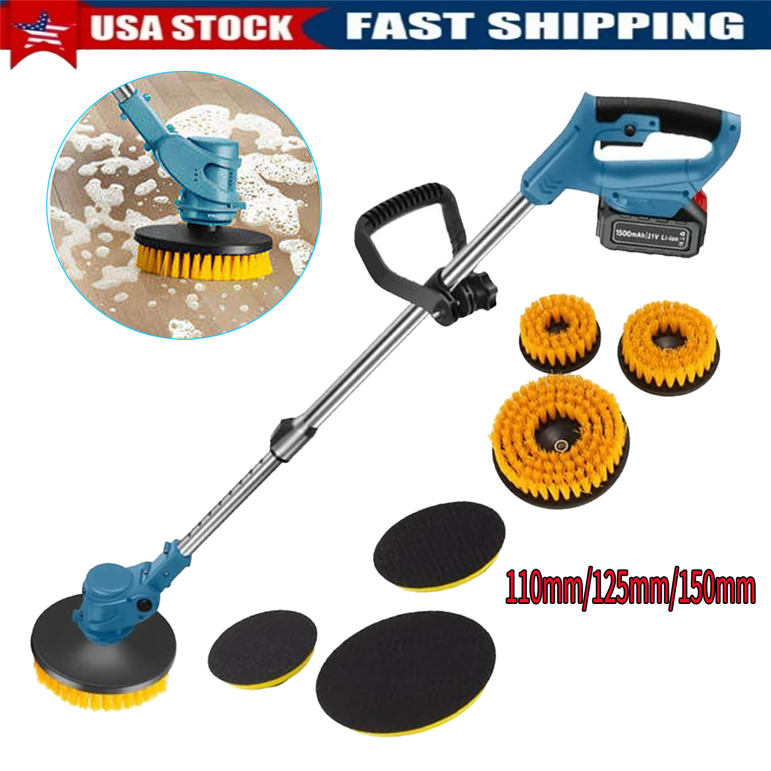 Electric Spin Scrubber, Cordless Cleaning Scrubber for Home, 3 Replaceable Heads