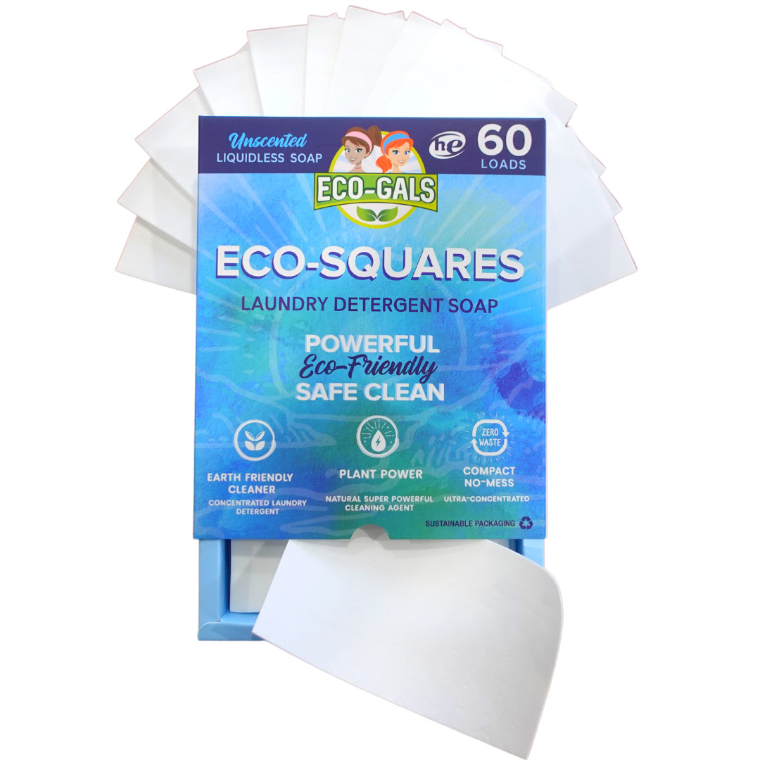 Eco-Gals Eco-Squares laundry detergent sheets gentle formula, Zero waste, 60 ct.