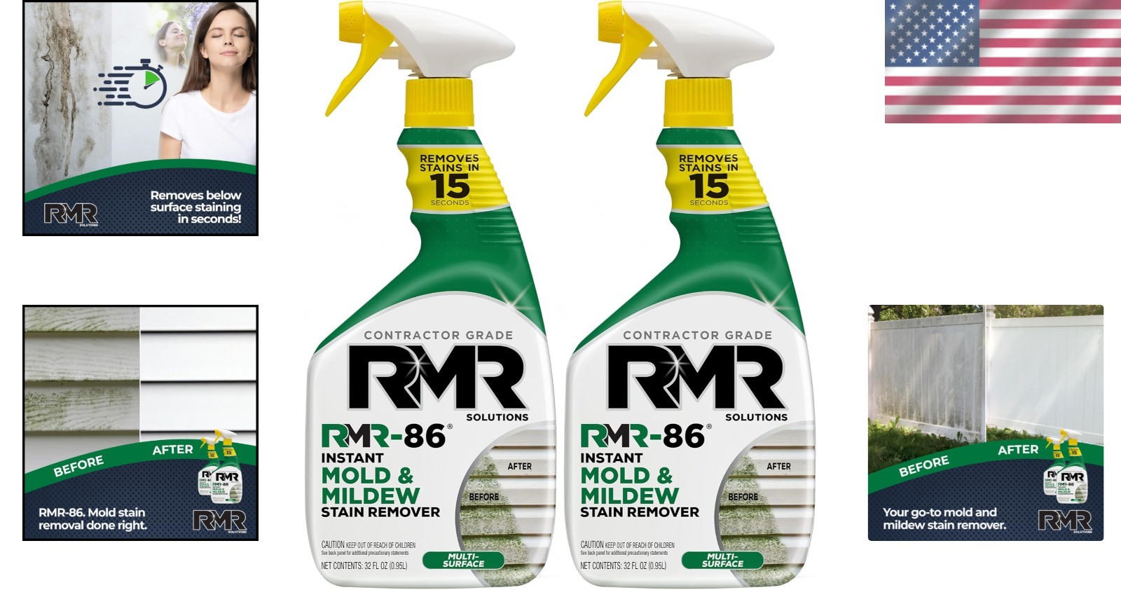 Two-Pack RMR-86 Instant Stain Remover – Effective Mold & Mildew Solution, 64 oz