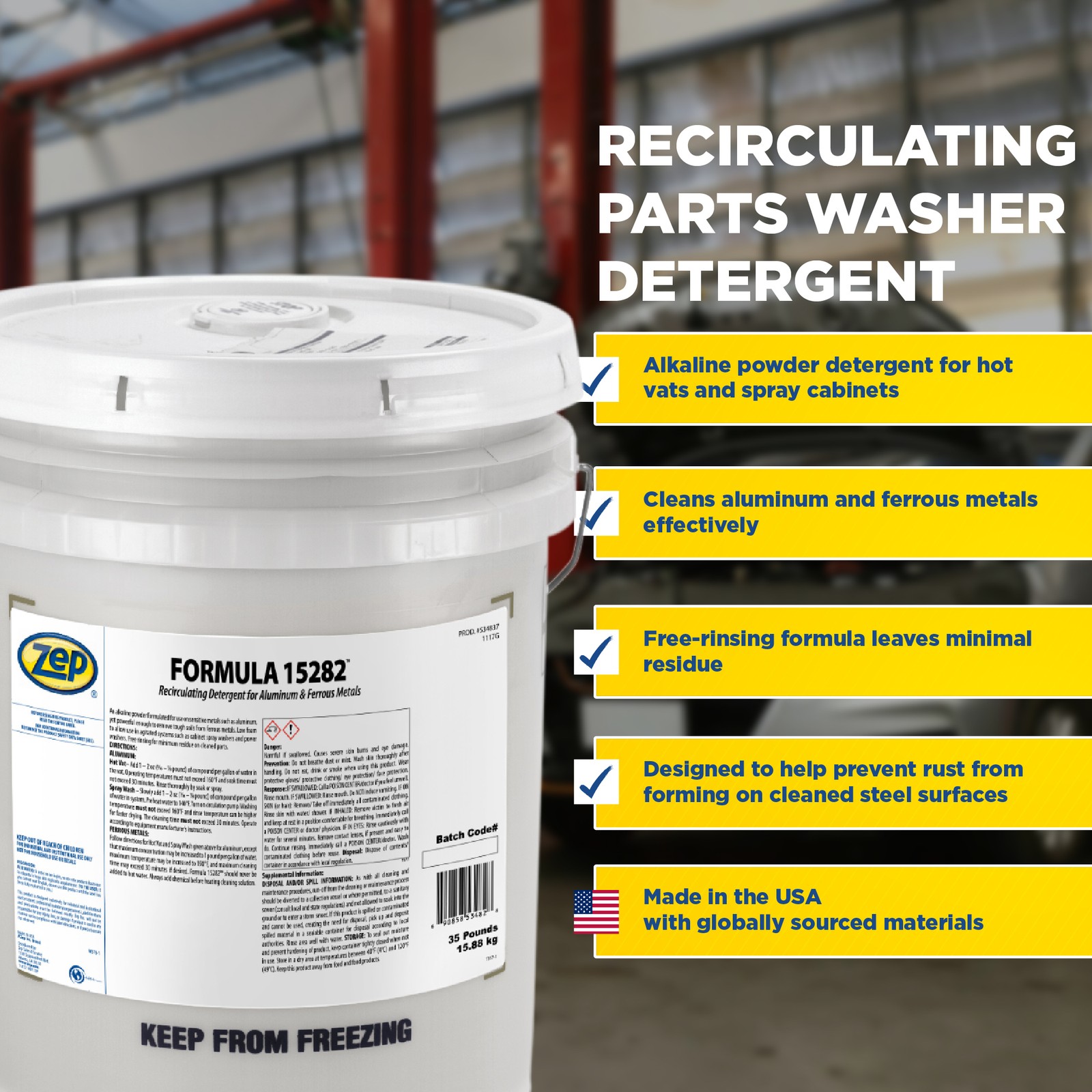 Zep Formula 15282 Recirculating Detergent for Aluminum and Ferrous Metals – 35