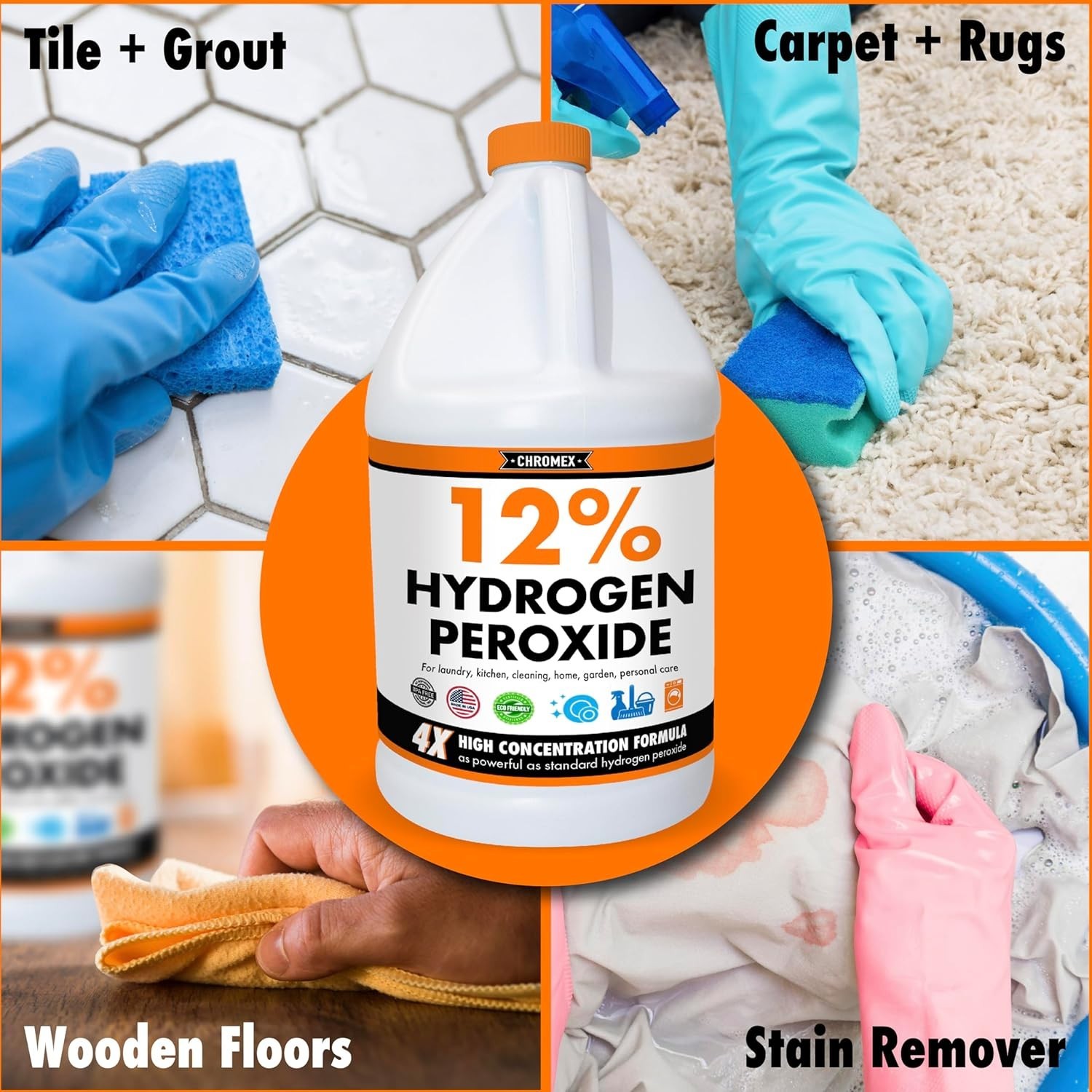 Hydrogen Peroxide 12% Food Grade, 4X Power Concentrated Solution – 1 Gallon