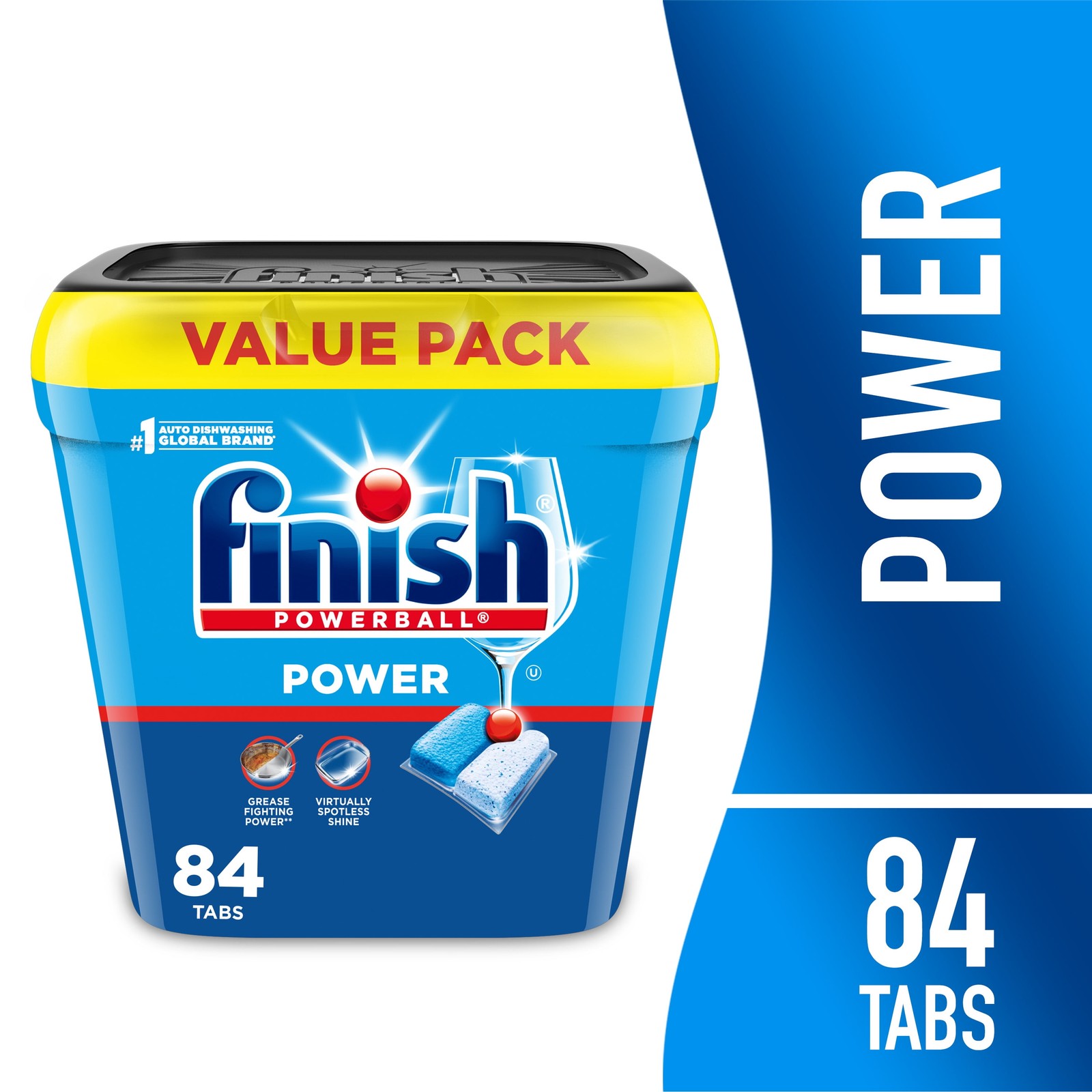 Finish Power Dishwasher Pods – No Pre-Rinse, Deep Clean, 84 Count